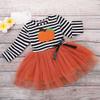 1-6T Toddler Kids Baby Girls Halloween Outfits Ghost Pumpkin Print Long Sleeve Dress Winter Clothes (Pumpkin, 18-24 Months) view 3