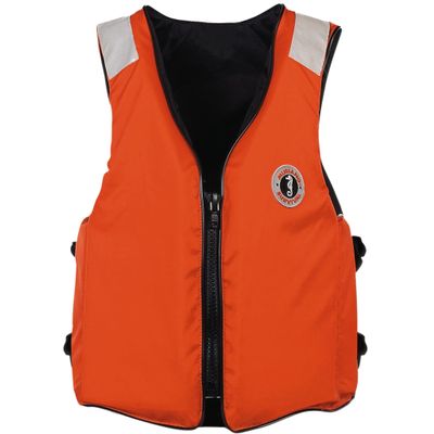 Mustang Survival - Classic Industrial Vest w/Solas Tape (Orange - L) - USCG Approved, Fast tab Attachment, Solas, mesh Lining, Side adjustments