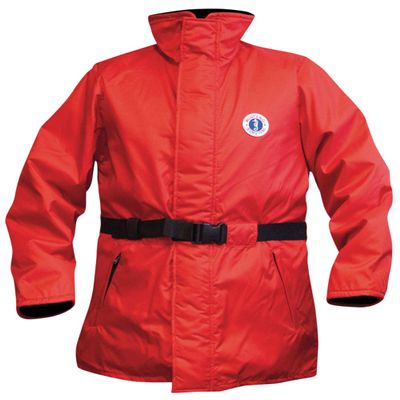 MUSTANG SURVIVAL - Classic Flotation Coat (Red-XL) - Harmonized Level 70 Approval, Full Length Storm Flap, Adjustable Wrist Seals, Adjustable Waist Belt