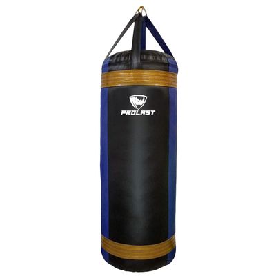PROLAST Luxury Extra Large Heavy Punching Kicking Bag for Adults, Boxing, MMA, Martial Arts, Muay Thai, Strength Training Equipment, Filled, 4ft, 135 lbs, Blue and Black with Gold Trim
