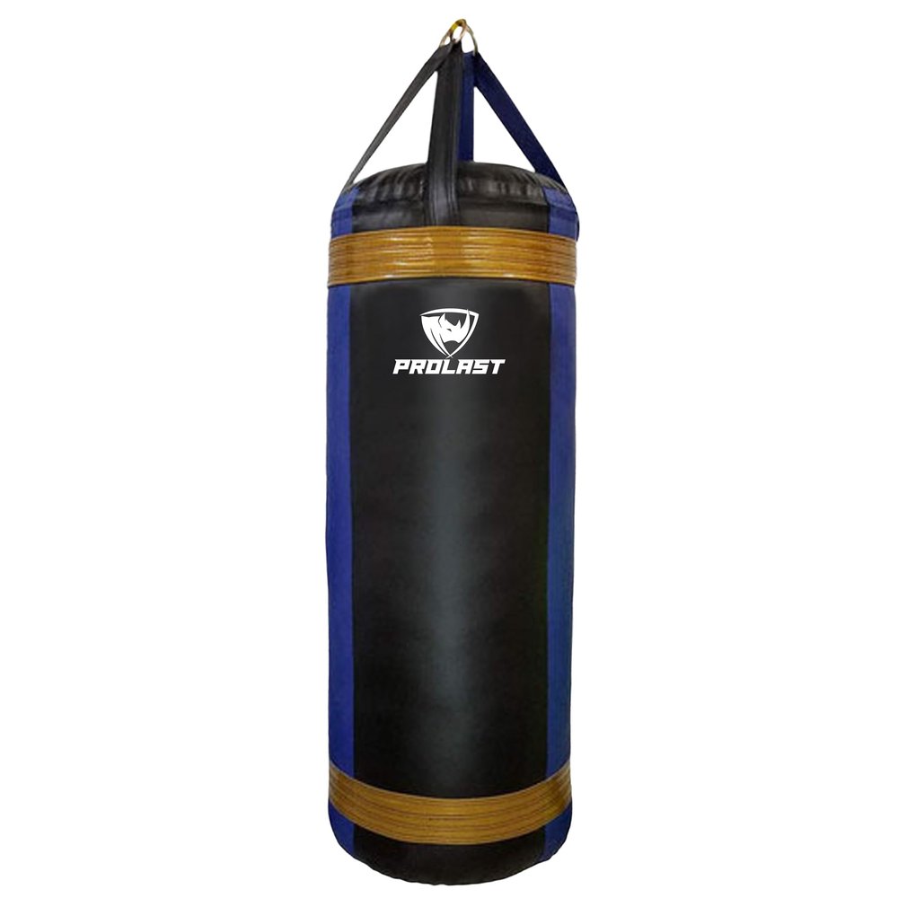 PROLAST Luxury Extra Large Heavy Punching Kicking Bag for Adults, Boxing, MMA, Martial Arts, Muay Thai, Strength Training Equipment, Filled, 4ft, 135 lbs, Blue and Black with Gold Trim