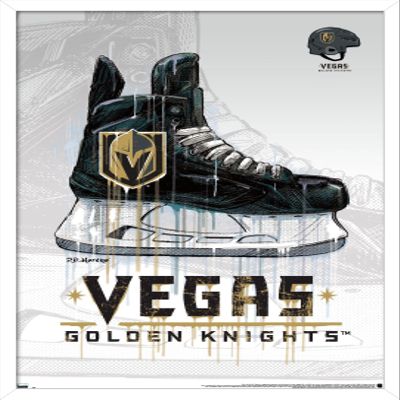 Trends International NHL Vegas Golden Knights - Drip Skate 20 Wall Poster, 14.725" x 22.375", White Framed Version