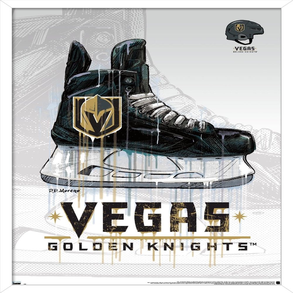 Trends International NHL Vegas Golden Knights - Drip Skate 20 Wall Poster, 14.725" x 22.375", White Framed Version