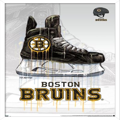 Trends International NHL Boston Bruins - Drip Skate 20 Wall Poster, 22.375" x 34", White Framed Version