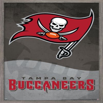Trends International NFL Tampa Bay Buccaneers - Logo 20 Wall Poster, 22.375" x 34", Barnwood Framed Version