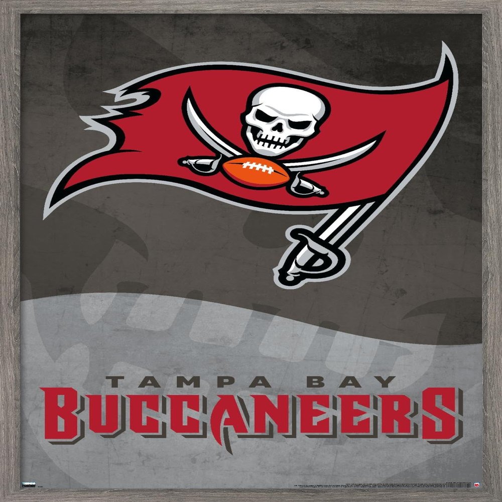 Trends International NFL Tampa Bay Buccaneers - Logo 20 Wall Poster, 22.375" x 34", Barnwood Framed Version