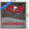 Trends International NFL Tampa Bay Buccaneers - Logo 20 Wall Poster, 22.375" x 34", Barnwood Framed Version view 3