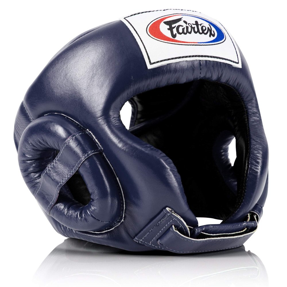 Fairtex Full Head Guard | Premium Handcrafted Headgear with 3-Layer Padding| Lightweight | Sleek Design for Optimal Movement | Extra Protection | Secure Fit with Adjustable Straps (Blue-Medium)