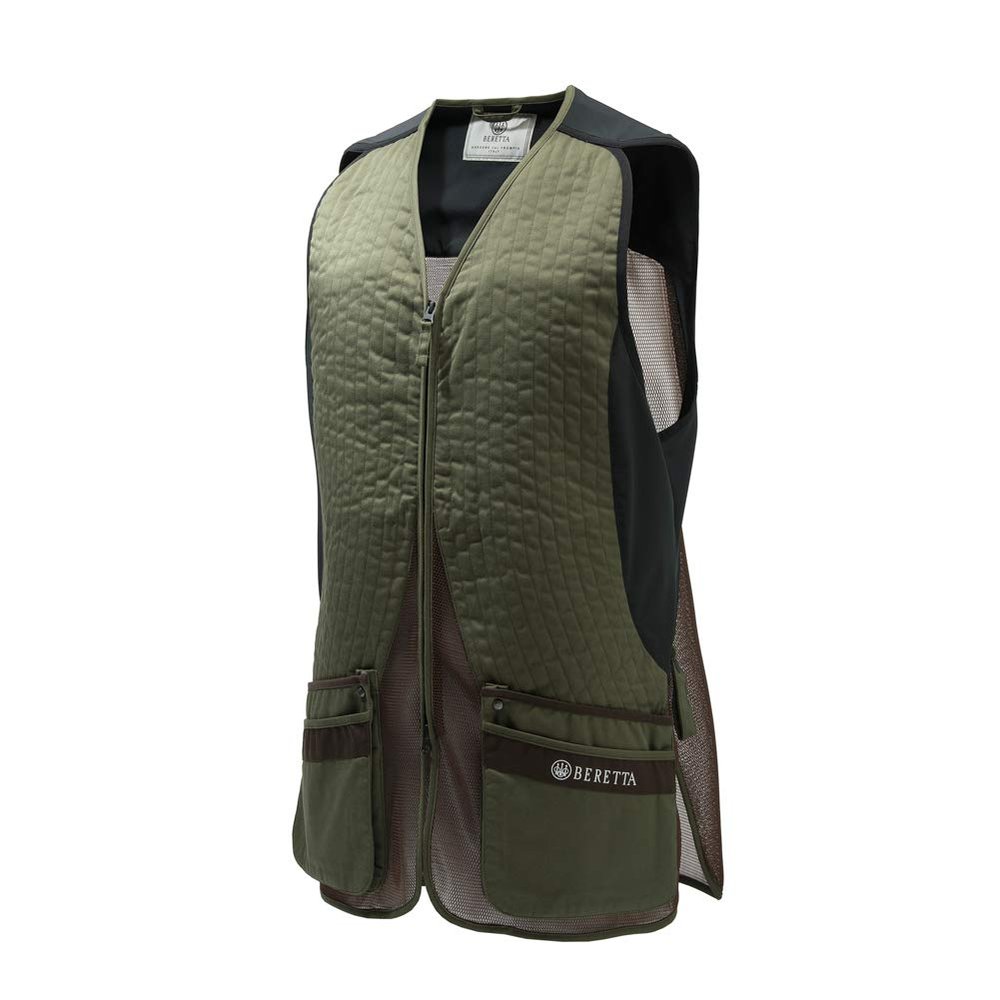 BERETTA Men's Silver Pigeon Evo Range Hunting Ambidextrous Vest, Green/Chocolate Brown, Small