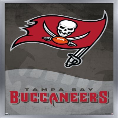 Trends International NFL Tampa Bay Buccaneers - Logo 20 Wall Poster, 22.375" x 34", Silver Framed Version