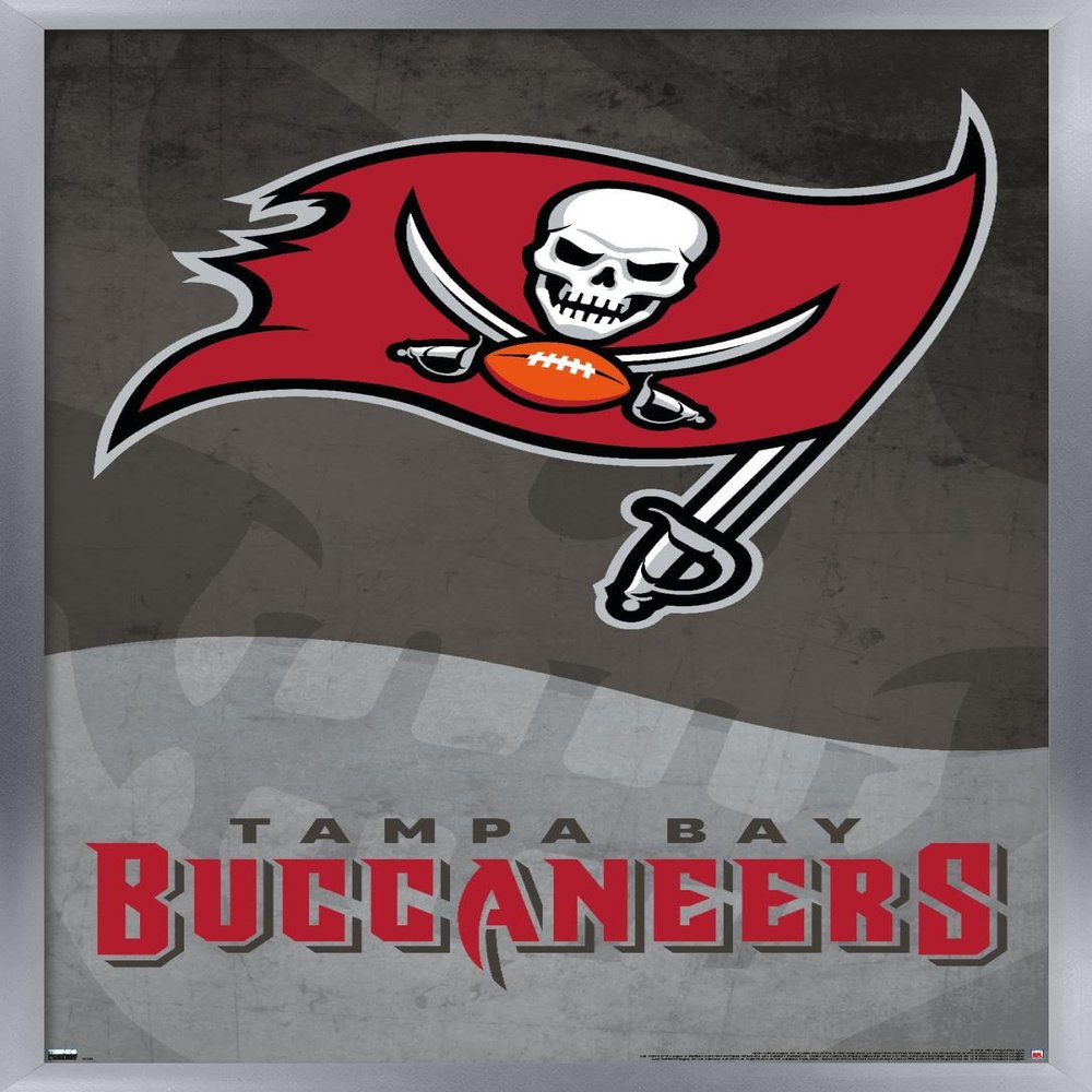Trends International NFL Tampa Bay Buccaneers - Logo 20 Wall Poster, 22.375" x 34", Silver Framed Version