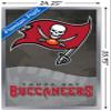 Trends International NFL Tampa Bay Buccaneers - Logo 20 Wall Poster, 22.375" x 34", Silver Framed Version view 3