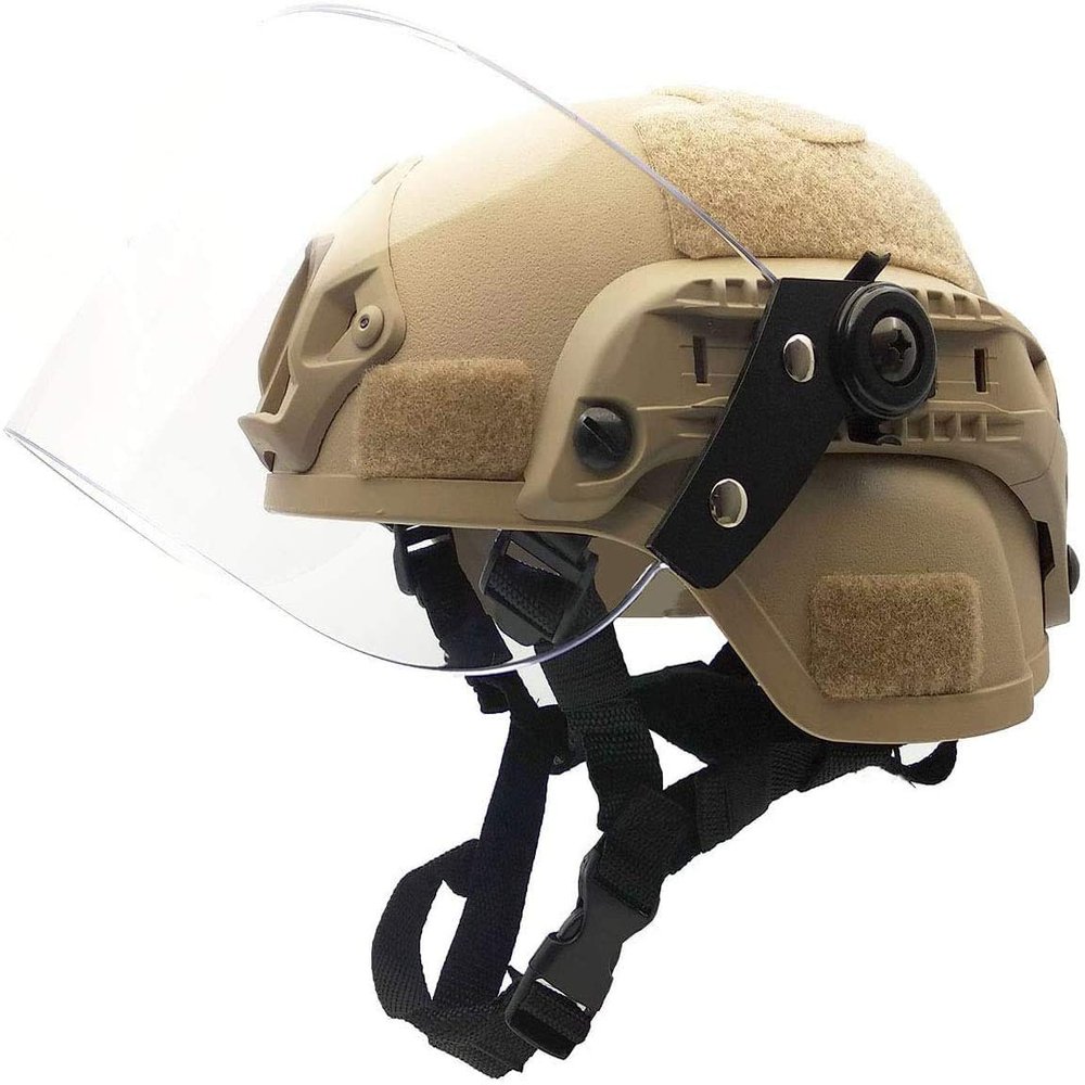 Unknown Adult Unisex Airsoft Helmet, MICH 2000 Tactical Helmet with NVG Bracket and Vandal-Proof Visor Mask for Outdoor Airsoft Paintball CS Games