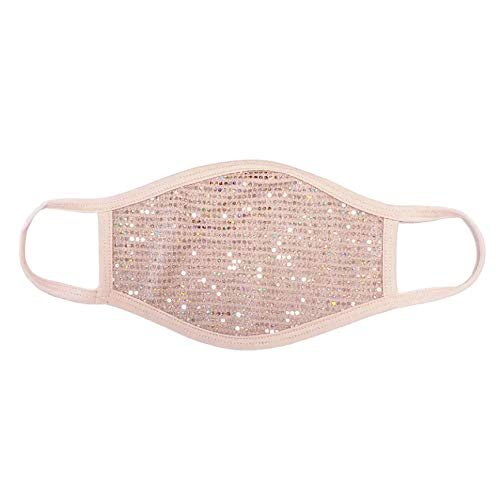 RK Apparel Unisex Bling Rhinestone 3 Layer Reusable Face Covering, Mina Pink