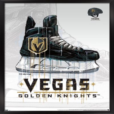 Trends International NHL Vegas Golden Knights - Drip Skate 20 Wall Poster, 14.725" x 22.375", Black Framed Version