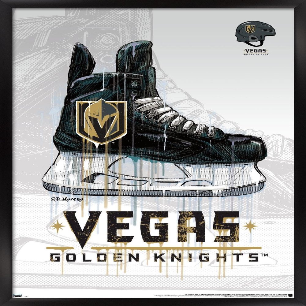 Trends International NHL Vegas Golden Knights - Drip Skate 20 Wall Poster, 14.725" x 22.375", Black Framed Version