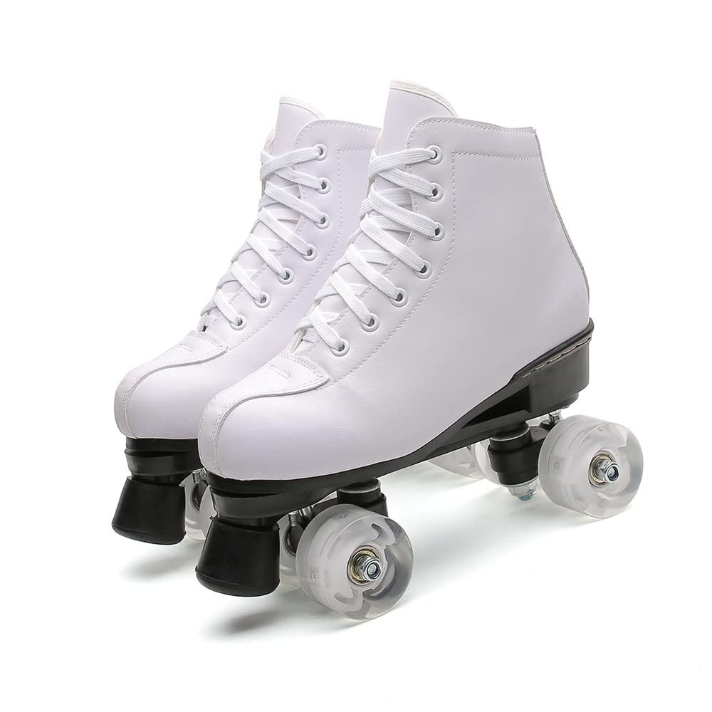 Adult Roller Skates High Top Indoor Outdoor Quad Skates White 11 M US Women