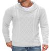 COOFANDY Men's Shawl Collar Sweaters V-Neck Cotton Relaxed Fit Cable Pullover (White, Large) view 1