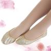 1Pair Womens Ballerina Bling Metallic Comfortable Flats Roll Up Walking Shoes Sequin House Slippers For Women Size S(Golden) view 2