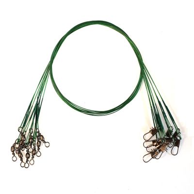 10pcs Fishing Wire Leaders Heavy Duty Nylon-Coated Fishing Line Wire Leaders with Swivels and Snaps 18inch, 45LB
