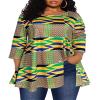 Afibi Womens Print Shirt African Dashiki 3/4 Sleeve Boho Loose Tunic Tops (Large, Golden) view 1