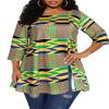 Afibi Womens Print Shirt African Dashiki 3/4 Sleeve Boho Loose Tunic Tops (Large, Golden) view 2