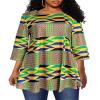 Afibi Womens Print Shirt African Dashiki 3/4 Sleeve Boho Loose Tunic Tops (Large, Golden) view 3