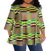 Afibi Womens Print Shirt African Dashiki 3/4 Sleeve Boho Loose Tunic Tops (Large, Golden) view 4