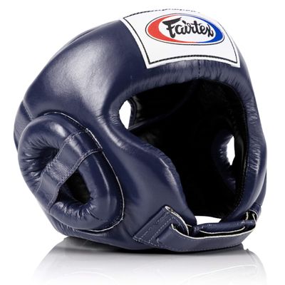 Fairtex Full Head Guard | Premium Handcrafted Headgear with 3-Layer Padding| Lightweight | Sleek Design for Optimal Movement | Extra Protection | Secure Fit with Adjustable Straps (Blue-Large)