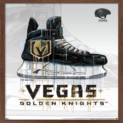 Trends International NHL Vegas Golden Knights - Drip Skate 20 Wall Poster, 14.725" x 22.375", Mahogany Framed Version