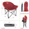 OUTDOOR LIVING SUNTIME Sofa Chair, Oversize Padded Moon Leisure Portable Stable Comfortable Folding Chair for Camping, Hiking, Carry Bag (Red) view 3