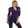 AmlieBoutik Women Deep V Neck Empire Waist Long Sleeve Knit WrapTop Sweater(Purple X-Small) view 4