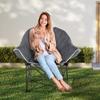 OUTDOOR LIVING SUNTIME Sofa Chair, Oversize Padded Moon Leisure Portable Stable Comfortable Folding Chair for Camping, Hiking, Carry Bag (Gray) view 4