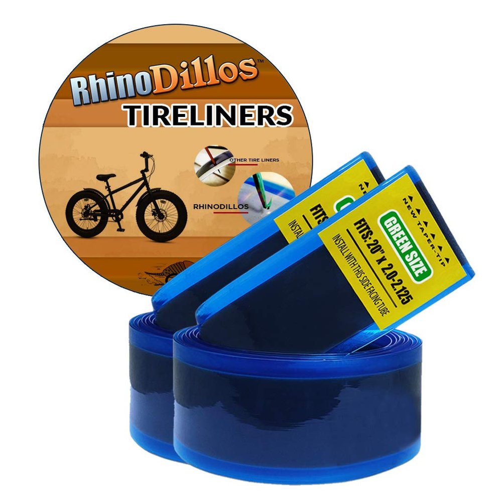 20 inch Bicycle Tire Liner for BMX Fat tire Bikes, 20 X 1.95 2.5, no Package RhinoDillo Green Pair (2 Liners)