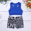 Yartina Kids Girls Sports Dance Gymnastics Leotard 2Pcs Outfits Racer Back Solid Crop Tops with Booty Shorts Blue&Black 8-10 view 3