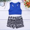 Yartina Kids Girls Sports Dance Gymnastics Leotard 2Pcs Outfits Racer Back Solid Crop Tops with Booty Shorts Blue&Black 8-10 view 4