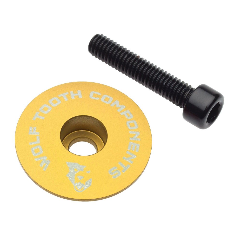 Wolf Tooth Components Ultralight Stem Cap Gold, 1 1/8In Steerer