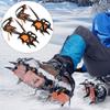 1 Pair Outdoor 12 Toothed Spring Claw Crampons Ski Ice Cleats Traction Snow Grips for Boots Shoes Women Men Kids Anti Slip Spikes for Hiking Fishing Walking Climbing view 2