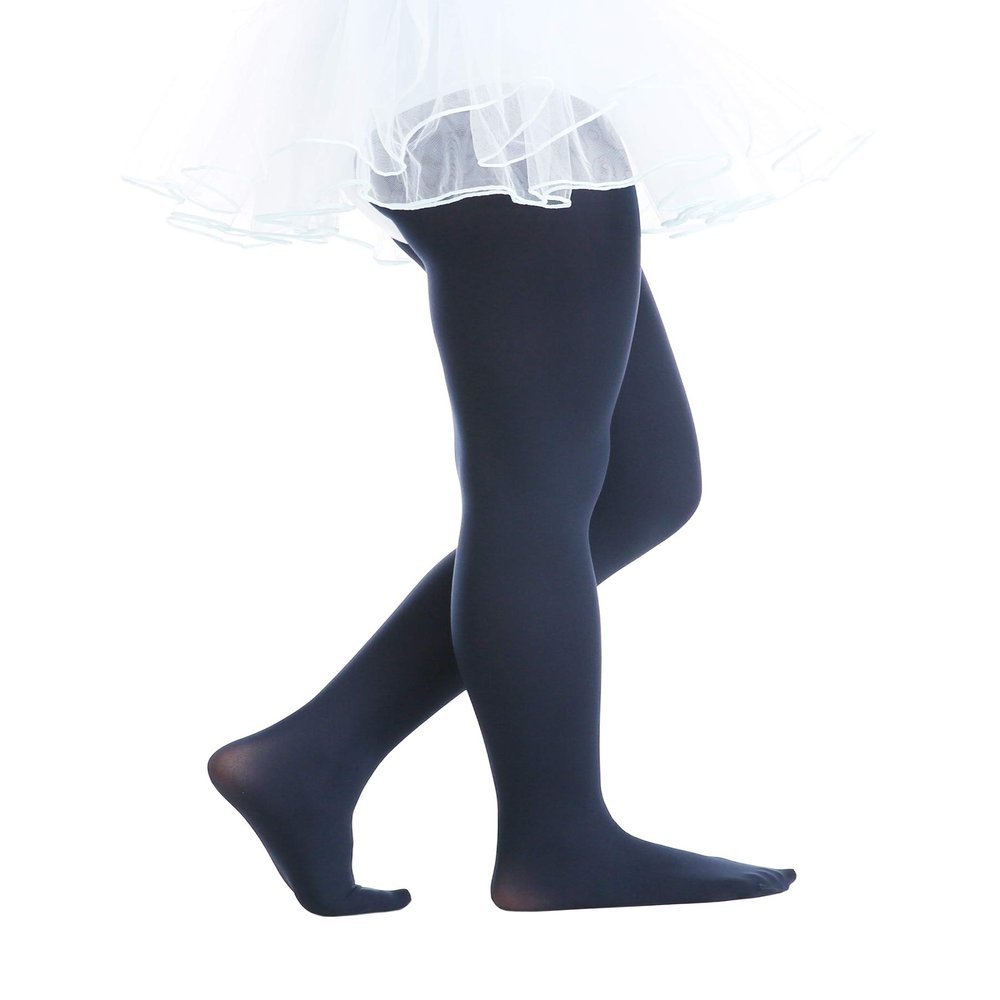 EVERSWE Girls Semi Opaque Footed Tights, Microfiber Tights (5-7, Navy)