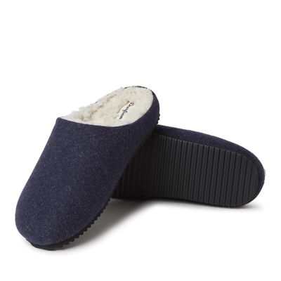 Dearfoams Men's Microwool Clog with Molded Footbed Slipper, Navy, Large