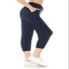 Leggings Depot Womens Relaxed fit Jogger Pants - Track Cuff Sweatpants with Pockets, Capri-Navy, Medium view 1