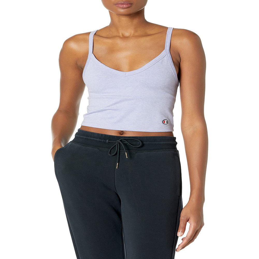 Champion Women's Soft Touch Cropped Tank, Enchanted Lilac Heather, X- Large