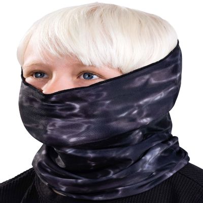 Aqua Design Kids Neck Gaiter: Six Boys Girls Child Sizes: Youth Cooling Camo UPF 50+ Face Mask: Black Water size XL
