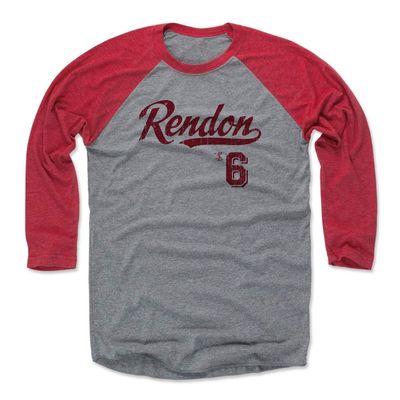 500 LEVEL Anthony Rendon 3/4 Sleeve T-Shirt (Baseball Tee, XXX-Large, Red/Heather Gray) - Anthony Rendon Script