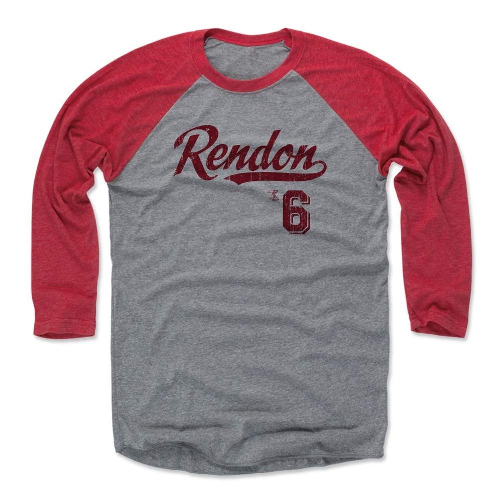 500 LEVEL Anthony Rendon 3/4 Sleeve T-Shirt (Baseball Tee, XXX-Large, Red/Heather Gray) - Anthony Rendon Script
