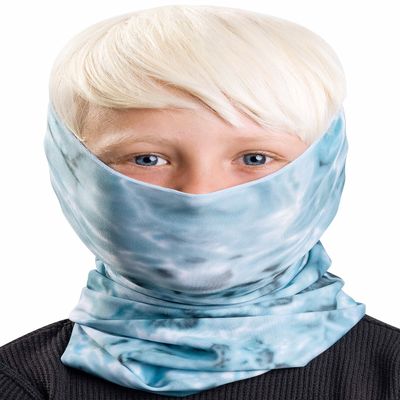 Aqua Design Kids Neck Gaiter: Six Boys Girls Child Sizes: Youth Cooling Camo UPF 50+ Face Mask: Aqua Sky size Small