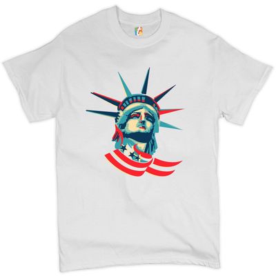 Statue of Liberty T-Shirt 4th of July Independence Day Patriotic Men's Tee White Small