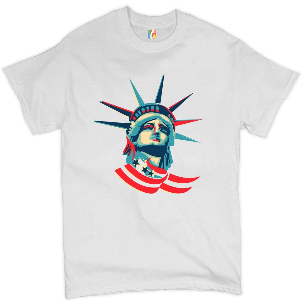 Statue of Liberty T-Shirt 4th of July Independence Day Patriotic Men's Tee White Small
