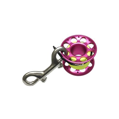 ScubaMax 100FT Extremely Strong Aluminum Finger Spool Double-Ended Clip Fits for Outdoor Diving Yellow Line (Rose)