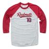 500 LEVEL J.T. Realmuto 3/4 Sleeve T-Shirt (Baseball Tee, X-Small, Red/Ash) - J.T. Realmuto Script view 1